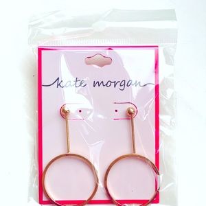 Goldtone Bar & Circle Drop Stud Earrings